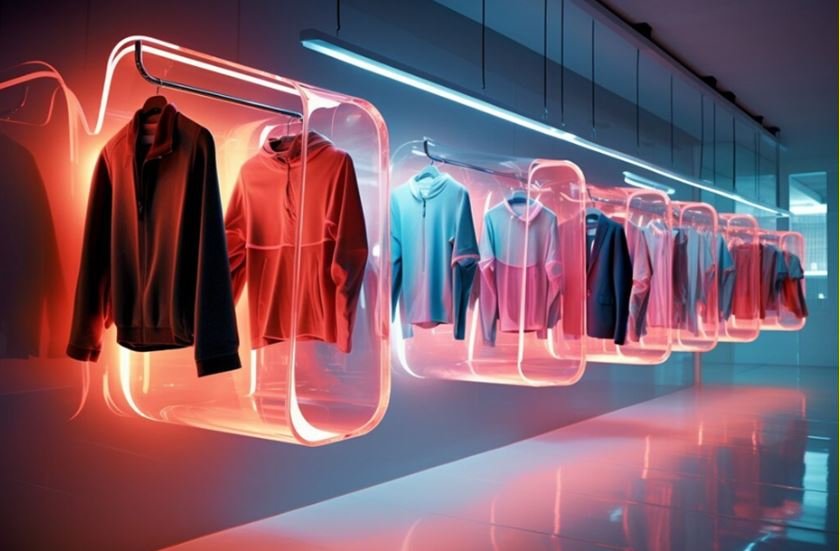 Stylish hoodies displayed in a modern production environment representing custom apparel manufacturing and fashion sourcing